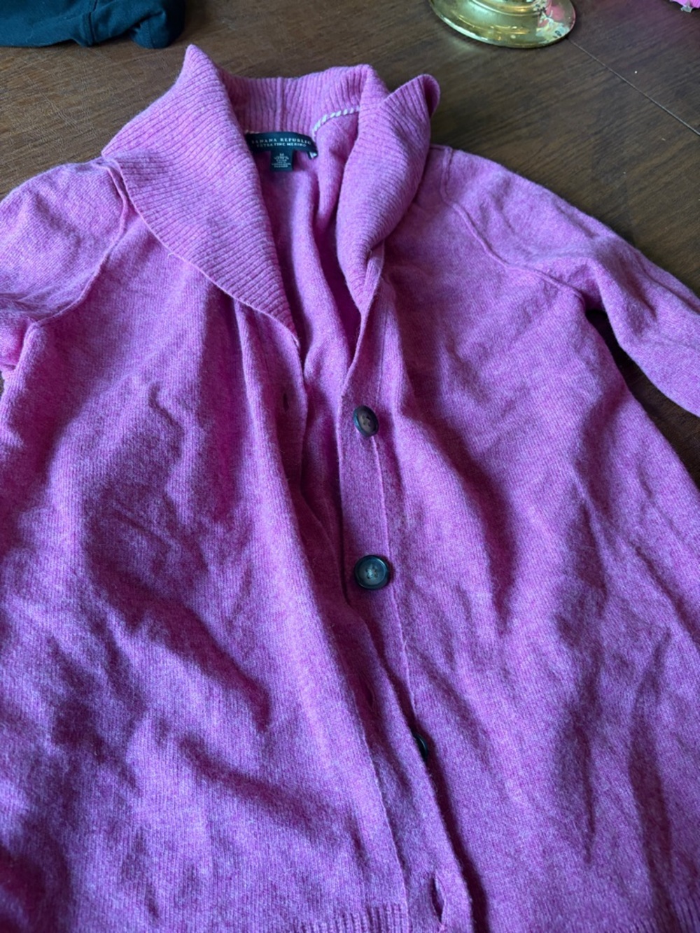 Banana Republic  Raspberry Pink Shawl-Collar Button Cardigan